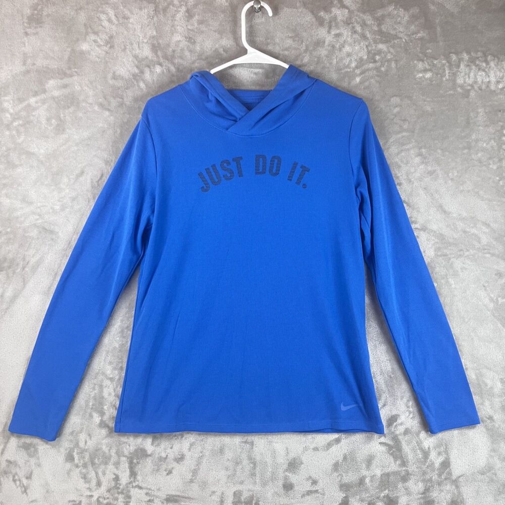 Nike Dri-FIT Womens M Just Do It Waffle Knit Hooded Long Sleeve Training Top